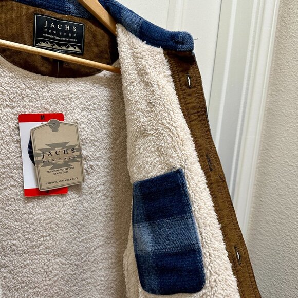 Jachs New York Men's Wool Blend Jacket Size M Blue Plaid Sherpa Lined Ragged NEW - Picture 4 of 14
